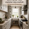 Une cuisine en galérie moderne, avec des rangements optimisés et un design élégant.