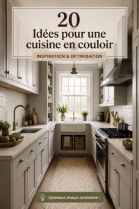 Une cuisine en galérie moderne, avec des rangements optimisés et un design élégant.