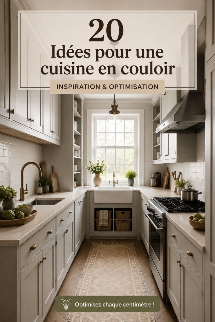 Une cuisine en galérie moderne, avec des rangements optimisés et un design élégant.