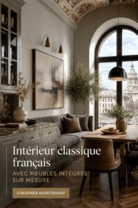 Un coin repas élégant avec mobilier intégré dans un style français classique.