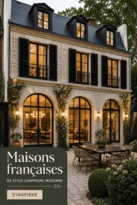 Une magnifique maison de campagne moderne en France, alliant tradition et design contemporain.