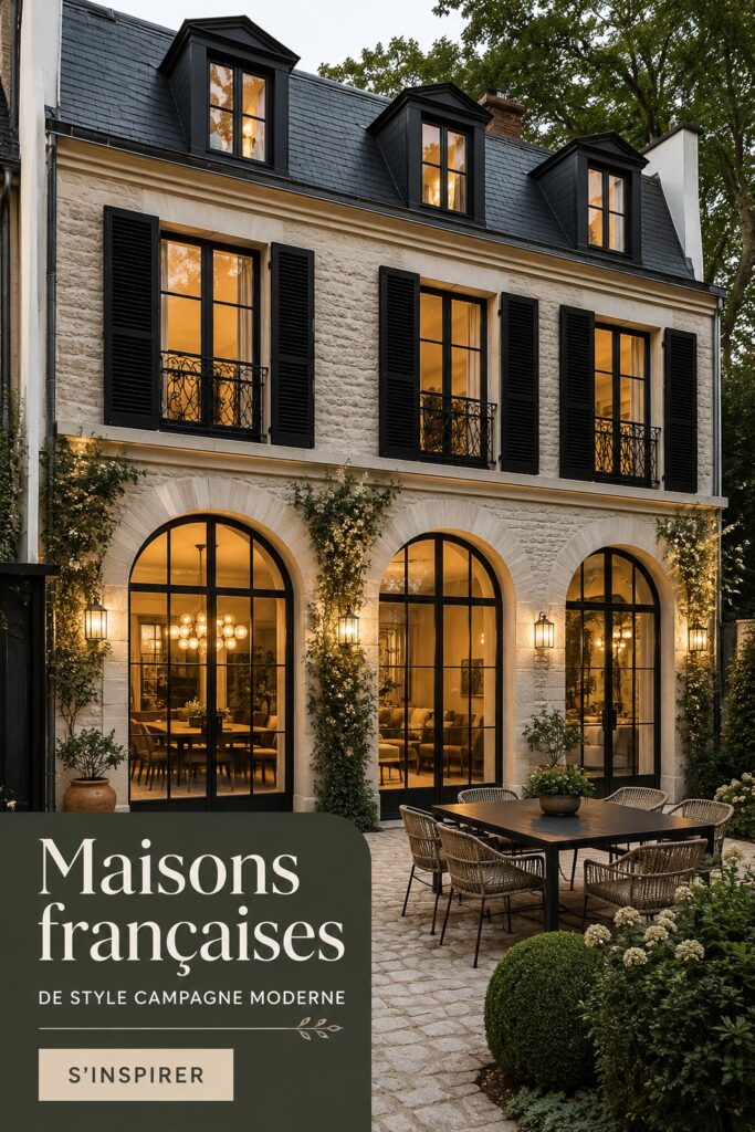 Une magnifique maison de campagne moderne en France, alliant tradition et design contemporain.
