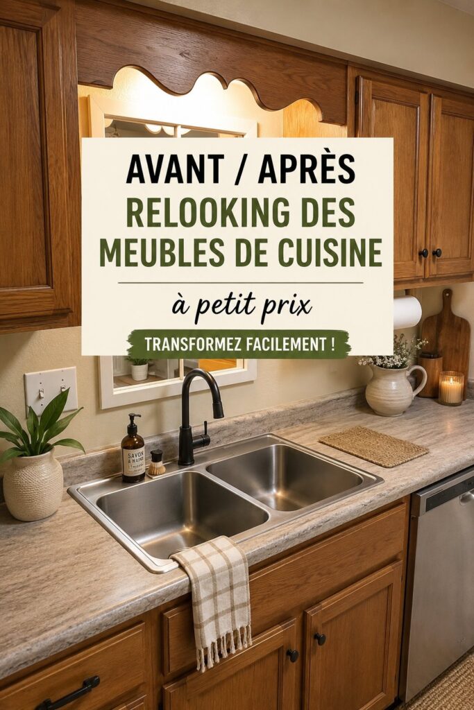 Cuisine rénovée avec des meubles transformés à petit budget
