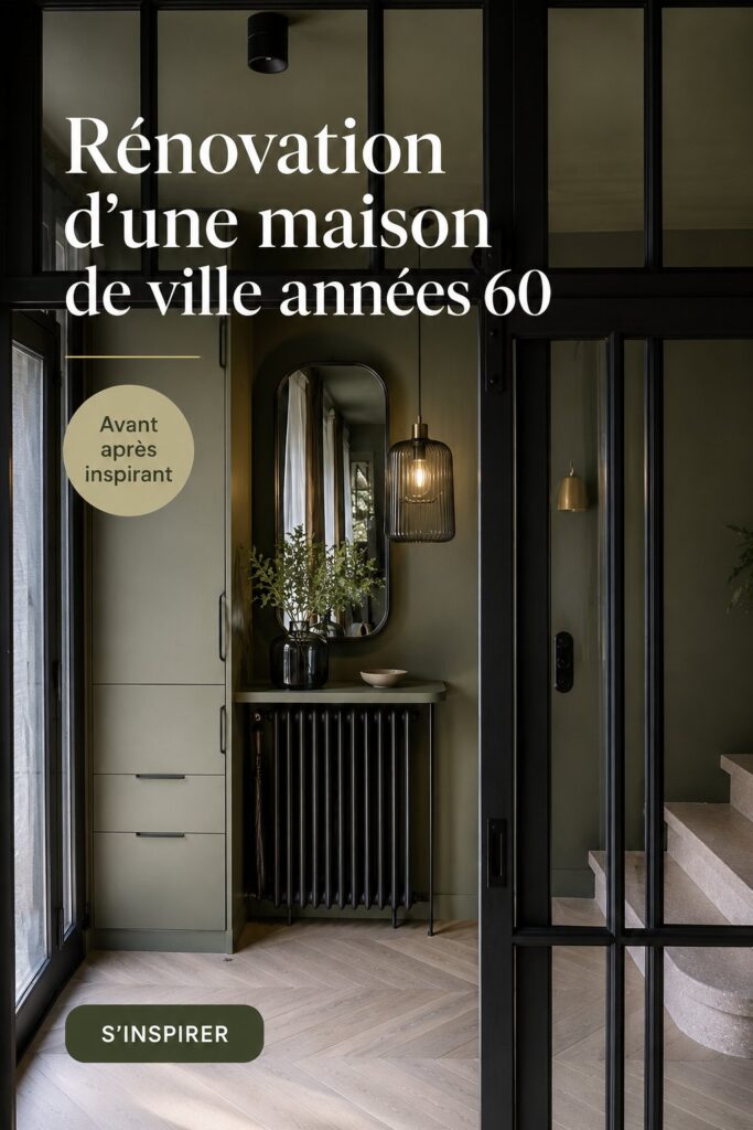 Rénovation moderne d'une maison des années 60, montrant un intérieur harmonieux et stylé.