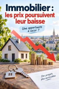 Graphique illustrant la baisse des prix de l'immobilier en France.