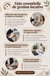 Check-list de gestion immobilière sur un bureau avec des documents