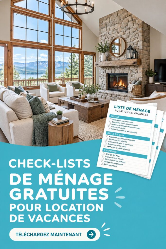 Checklist de nettoyage pour locations de vacances sur un fond de décor accueillant