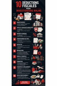 Infographie sur les déductions fiscales pour investisseurs malins.