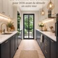 Cuisine galley moderne avec des éléments fonctionnels et esthétiques