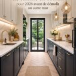 Cuisine galley moderne avec des éléments fonctionnels et esthétiques