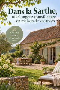 Longère rénovée en maison de vacances avec jardin en Sarthe