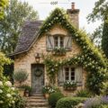 Maison de campagne française avec charme rustique et élégance intemporelle, située dans un paysage verdoyant