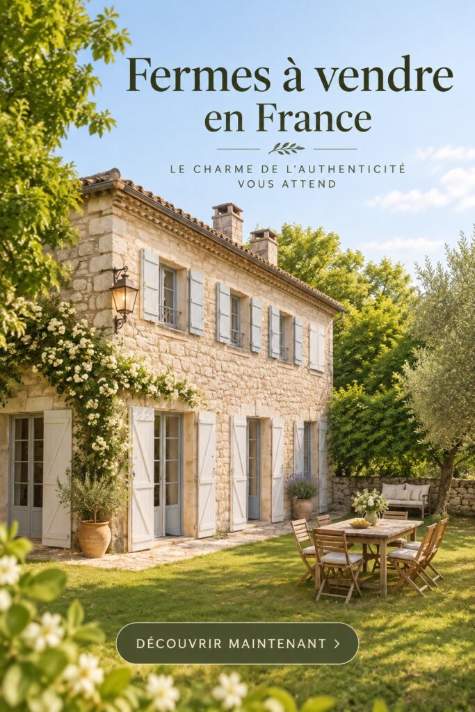 Maison de ferme traditionnelle en France avec jardin verdoyant