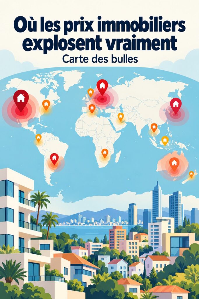 Graphique illustrant les évolutions des prix immobiliers dans un marché en bulle.