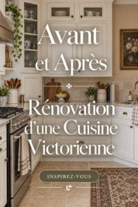Cuisine victorienne avant et après rénovation, montrant une transformation élégante.