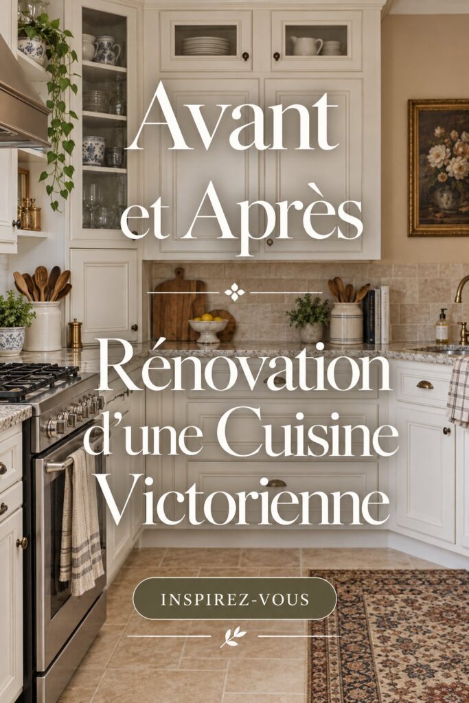 Cuisine victorienne avant et après rénovation, montrant une transformation élégante.