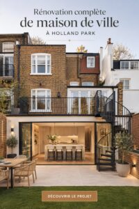 Une townhouse rénovée à Holland Park, montrant une combinaison d'éléments modernes et traditionnels.