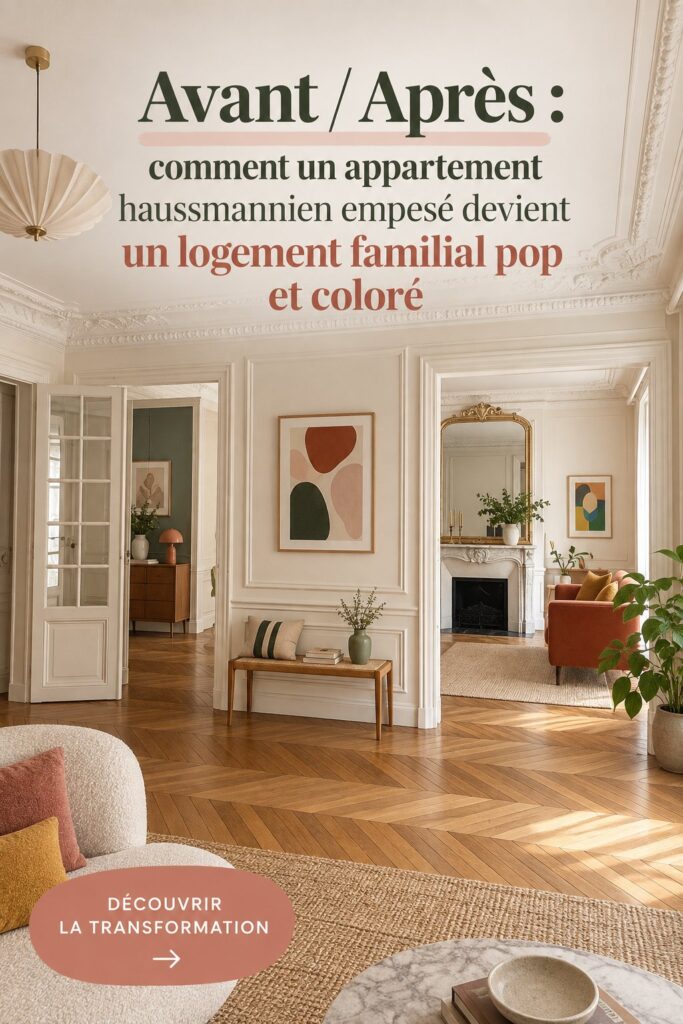 Un appartement haussmannien rénové avec une décoration colorée et conviviale.