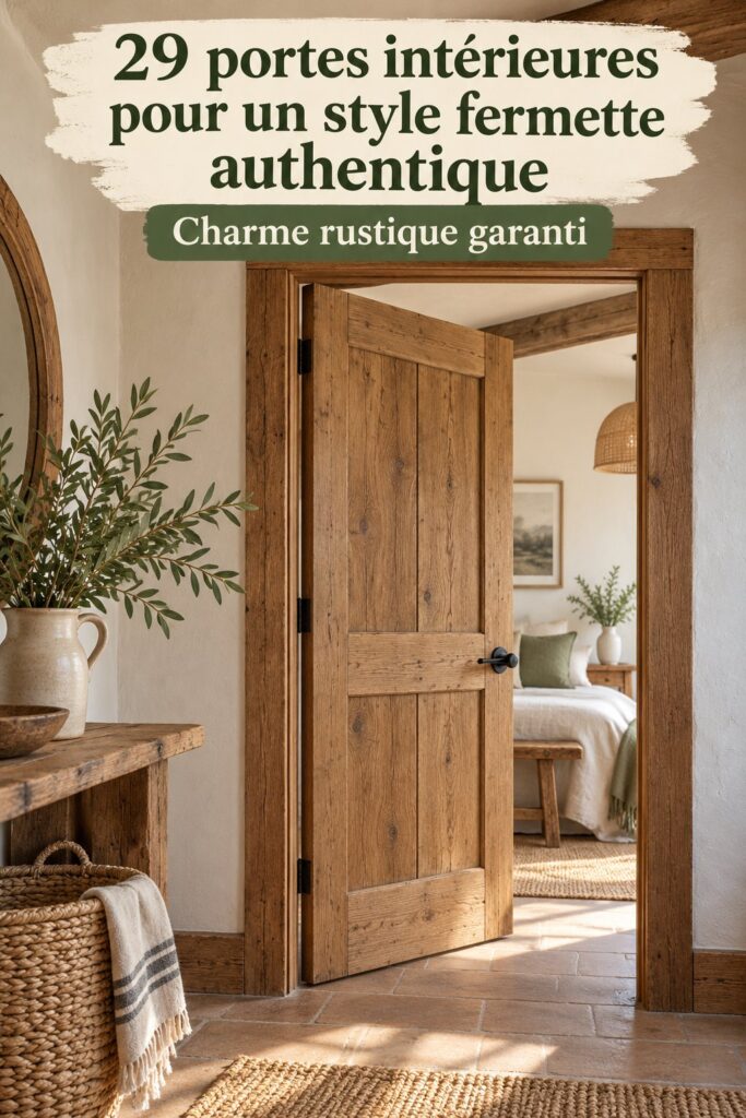 Une élégante porte intérieure en bois au style fermette, intégrée dans une décoration rustique.
