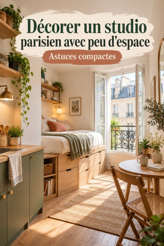 Un studio parisien décoré avec goût et optimisé pour l'espace.