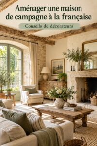 Intérieur d'une maison au style français avec des meubles élégants et des accessoires décoratifs.