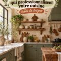 Cuisine rustique avec des détails chaleureux et accueillants.