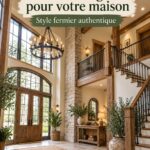 Inspiration d'entrée rustique à deux étages avec des éléments en bois