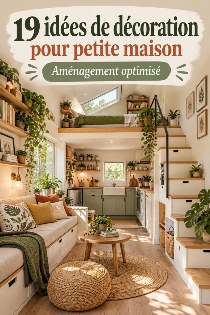Une tiny house moderne avec une décoration épurée et bien agencée pour optimiser l'espace.