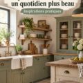 Un beau meuble de cuisine de style fermette, mettant en valeur le design rustique.