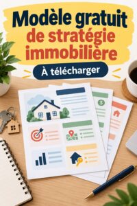 Modèle d'un plan marketing pour l'immobilier sur un bureau