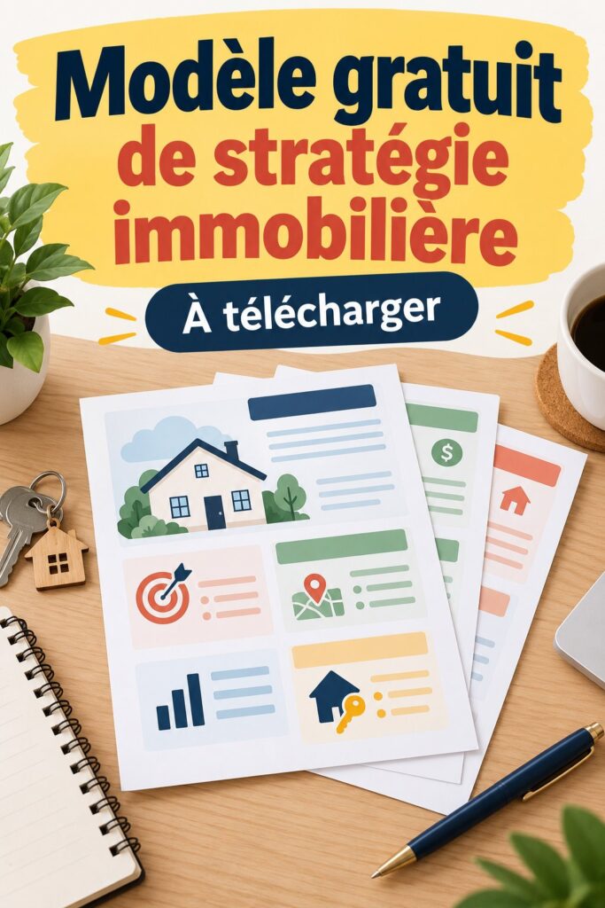 Modèle d'un plan marketing pour l'immobilier sur un bureau