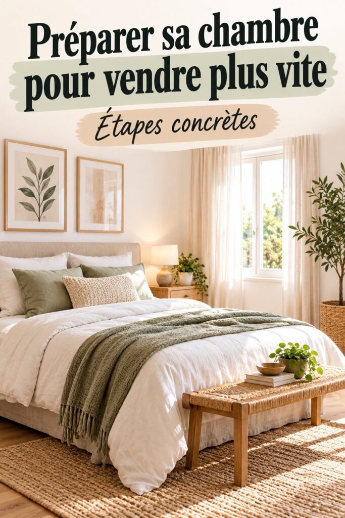 Chambre harmonieusement décorée pour une vente immobilière réussie.